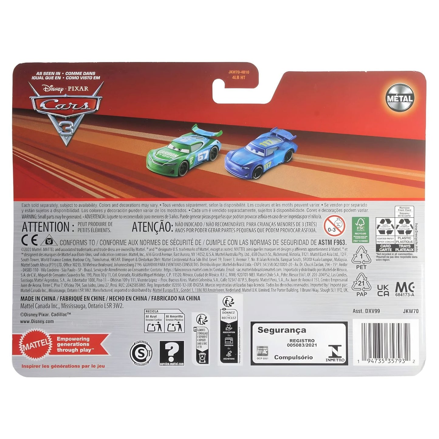 Cars Disney Jim Reverick e Spikey Fillups para coleção de corredores