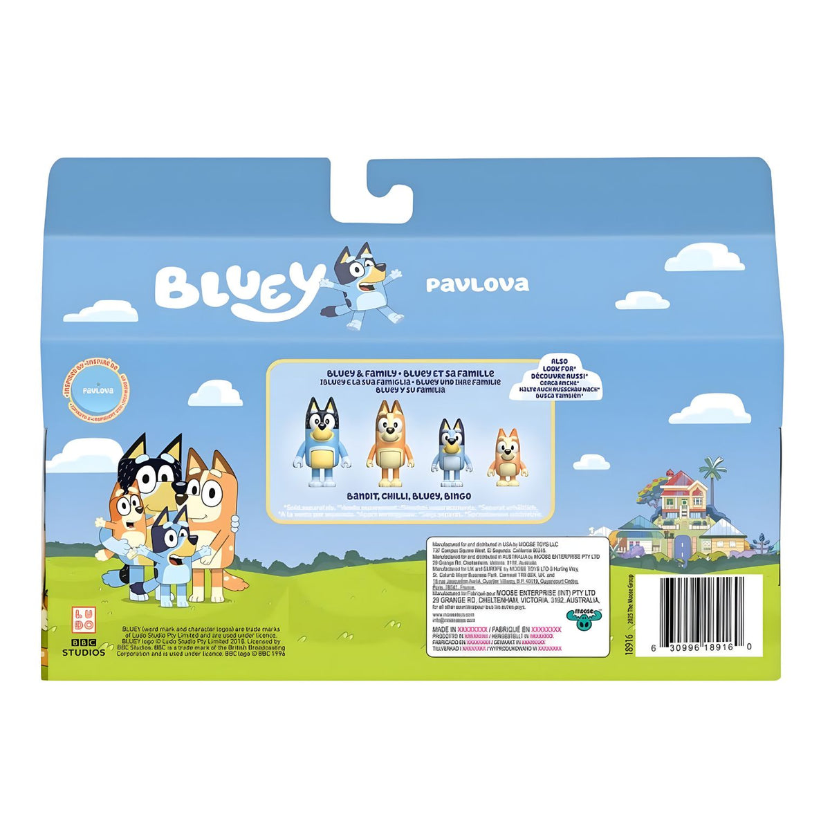 Cuatro figuras articuladas de Bluey Pavlova y accesorios de repostería