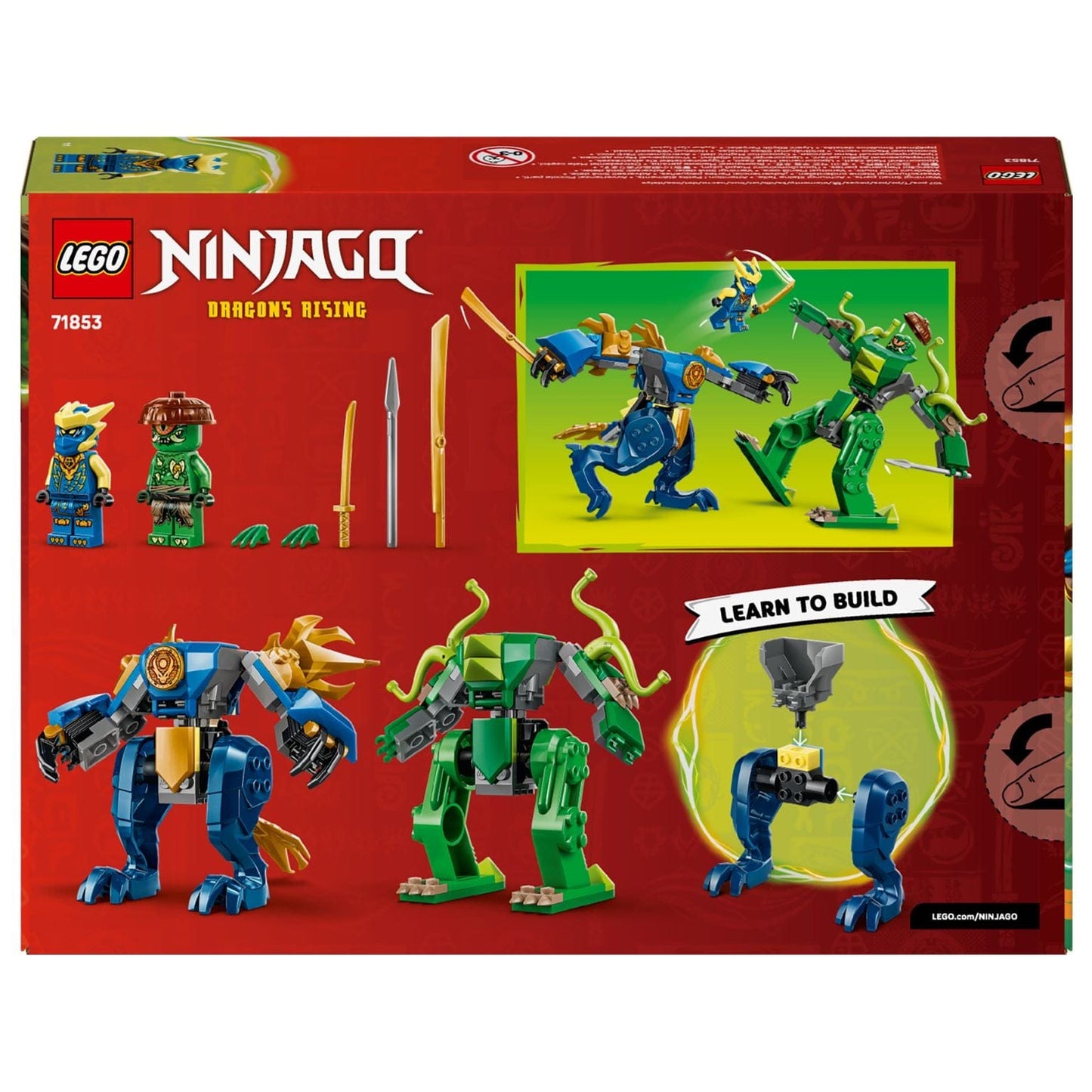 Lego Ninjago Combate com o Robô Dragão do Jay com robôs de batalha e minifiguras em duelo de ação