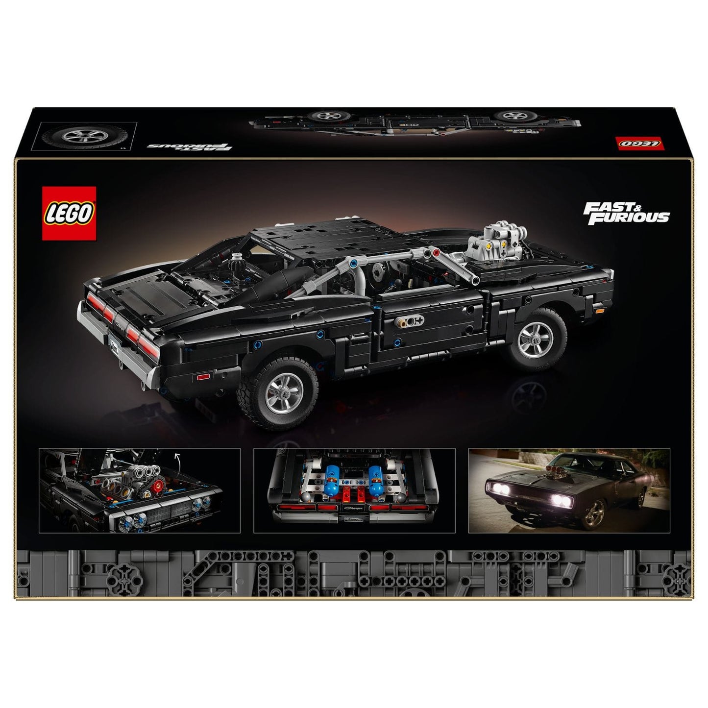Vista lateral do LEGO Technic Fast and Furious Dodge Charger R/T