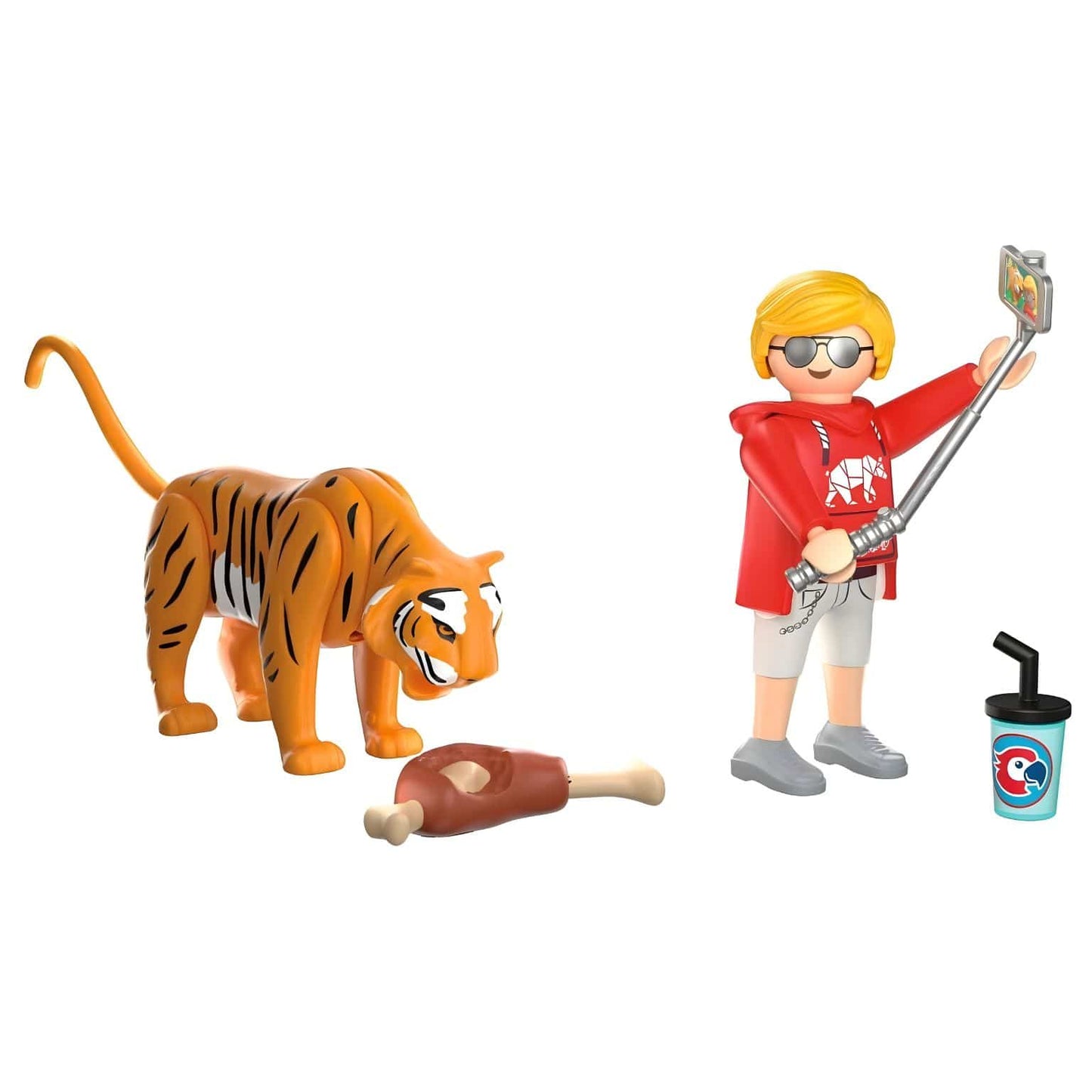 Playmobil 72089 Zoo Tigre e visitante com cena de observação no jardim zoológico