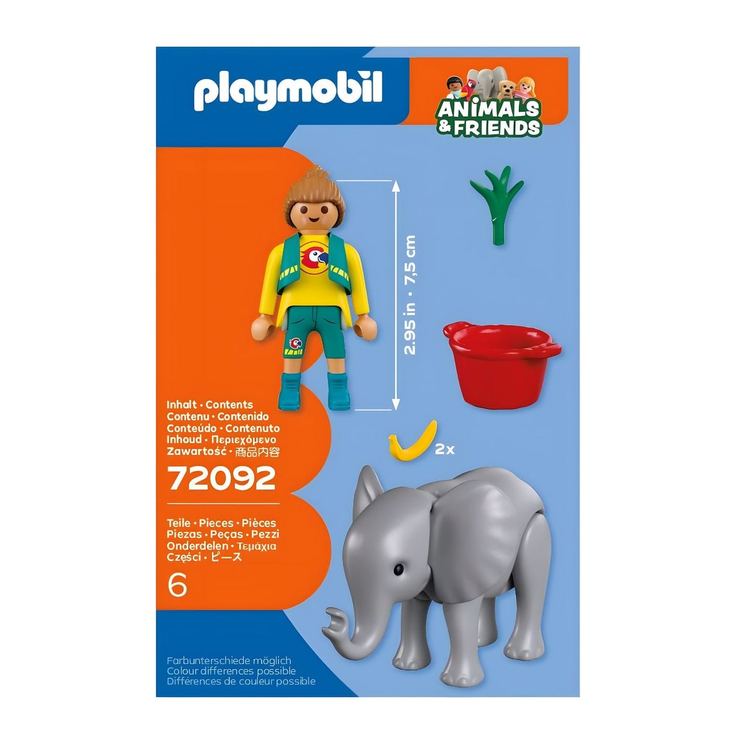 Playmobil 72092 Zoo Bebé elefante e guarda do zoo com momento de alimentação