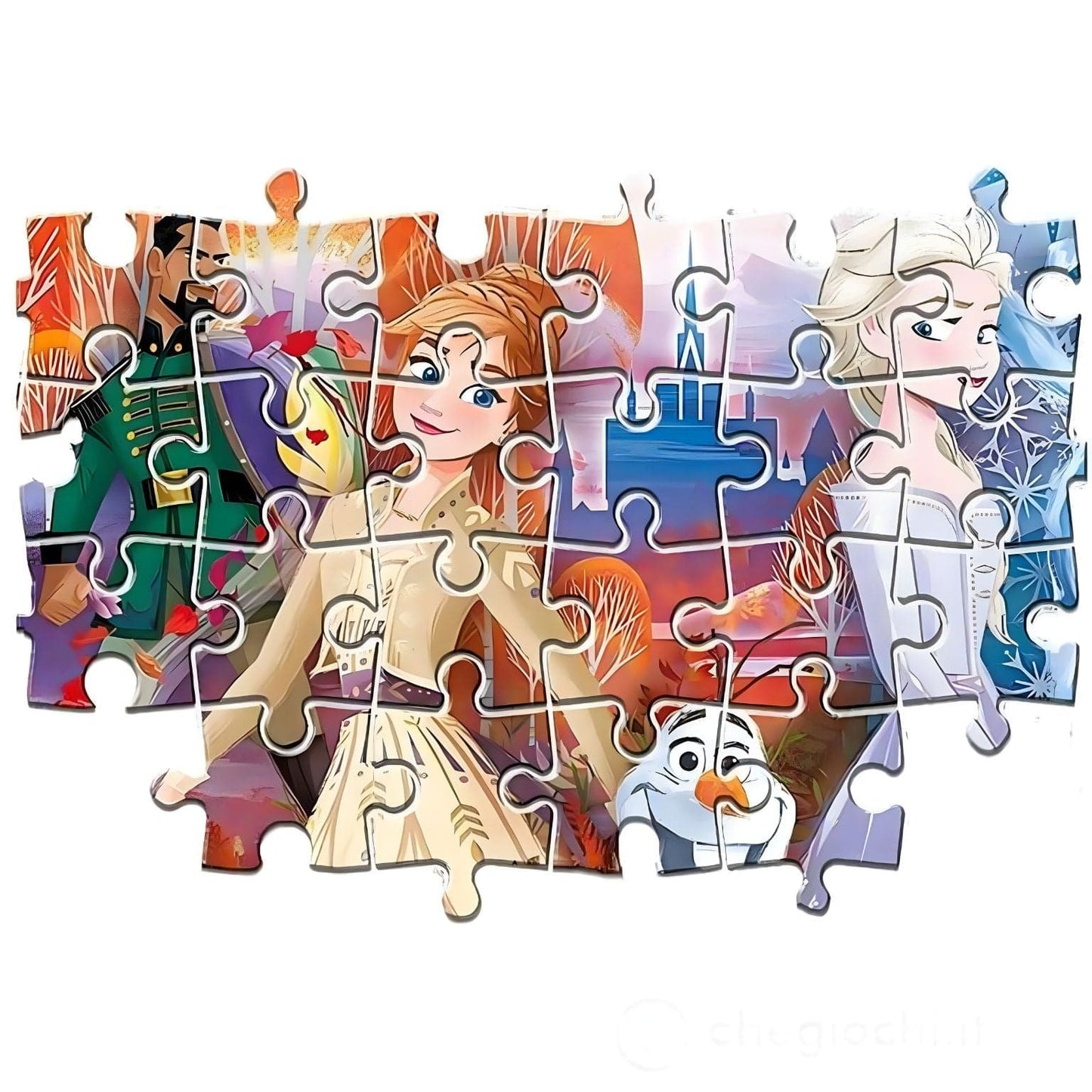 Puzzle Super Color da Frozen com Anna Elsa Olaf e cenários coloridos de aventura
