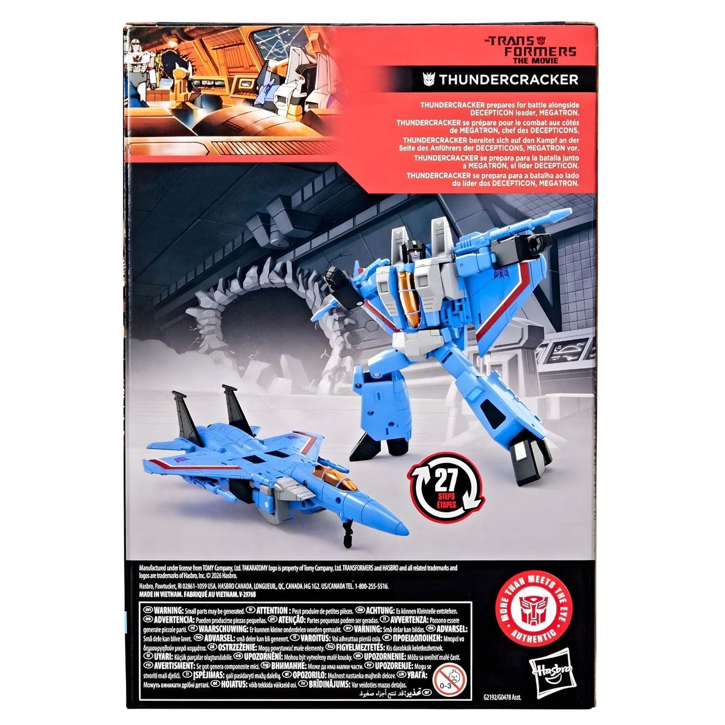 Transformers Studio Series Thundercracker em modo robô e avião de combate azul