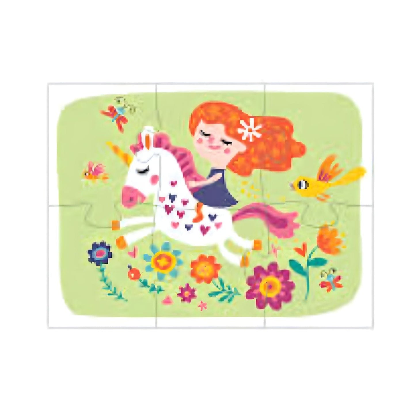 3 Puzzles Mágicos de Unicórnio Barbo Toys com menina, unicórnios, arco-íris e flores coloridas