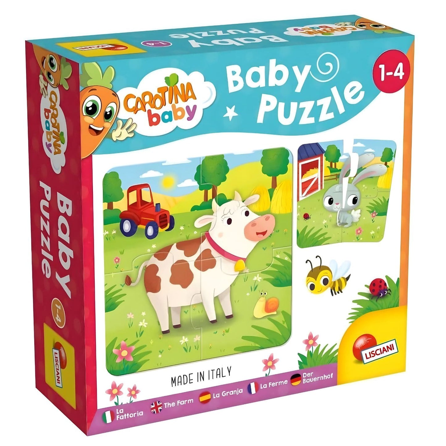Baby Puzzle A Quinta da Lisciani com animais da quinta coloridos e peças de encaixe para bebé
