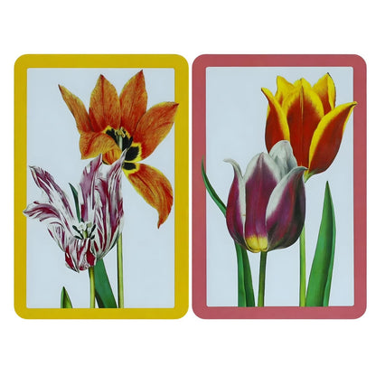 Baraja de Cartas Doble Tulipanes Piatnik con ilustraciones florales coloridas y caja doble