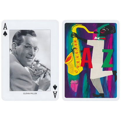 Baraja de Cartas Jazz Piatnik con leyendas del jazz e ilustraciones vintage