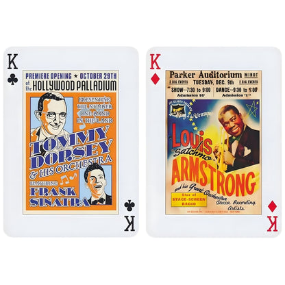 Baraja de Cartas Jazz Piatnik con leyendas del jazz e ilustraciones vintage