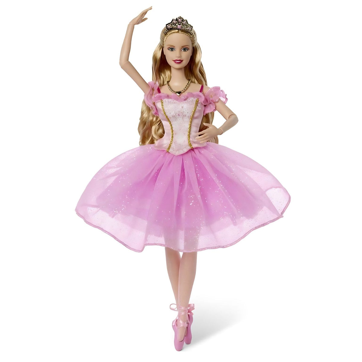 Barbie Signature Clara JJY15 con corona dorada y traje de ballet rosa inspirado en la película de 2001