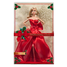 Barbie Signature Holiday 2026 loira com vestido vermelho festivo