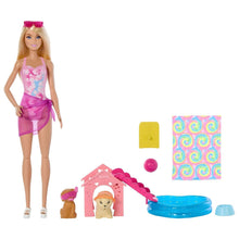 Barbie Festa das mascotes na Piscina com boneca Barbie, piscina e cachorrinhos, festa de verão com acessórios