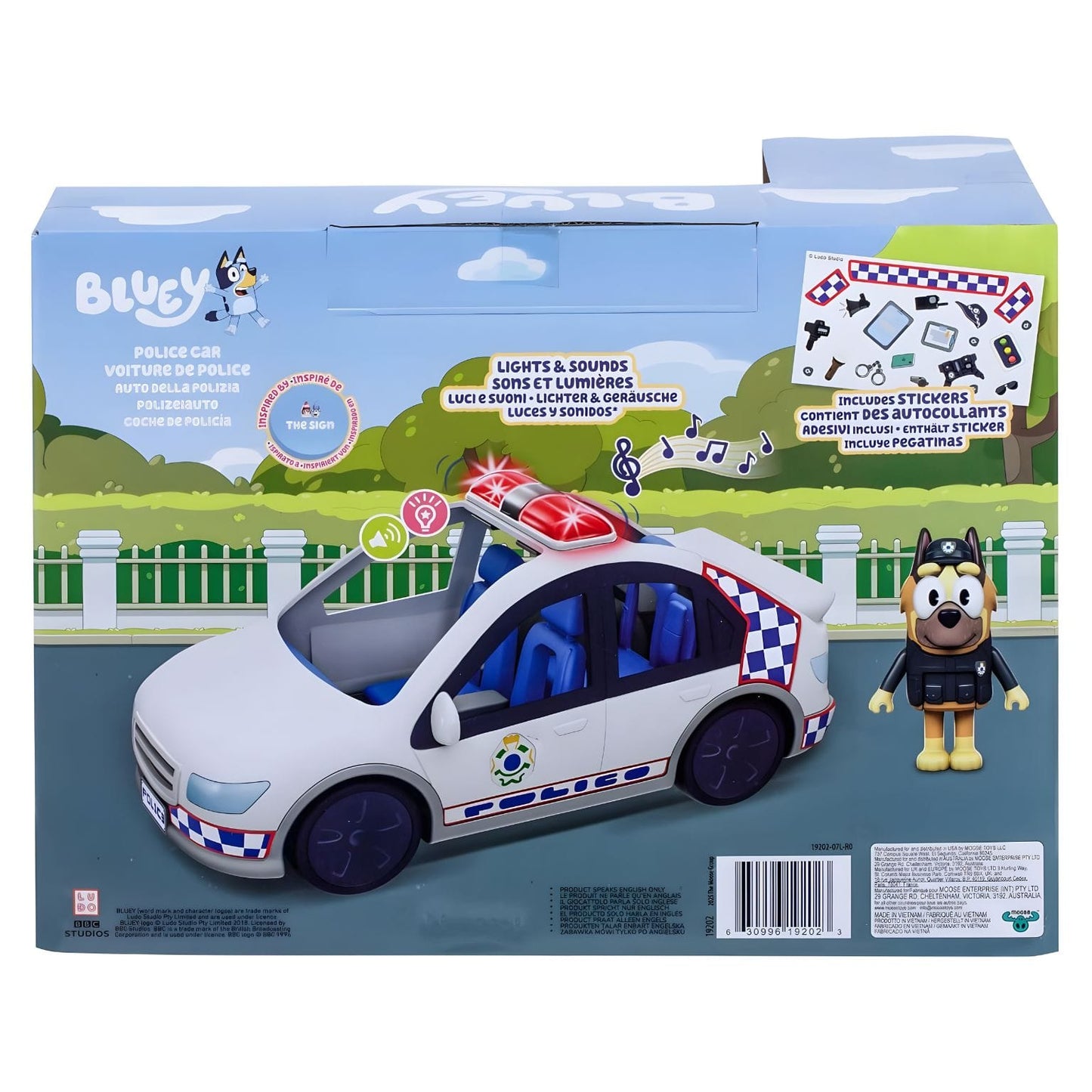 Bluey carros de brincadeira com tema de polícia