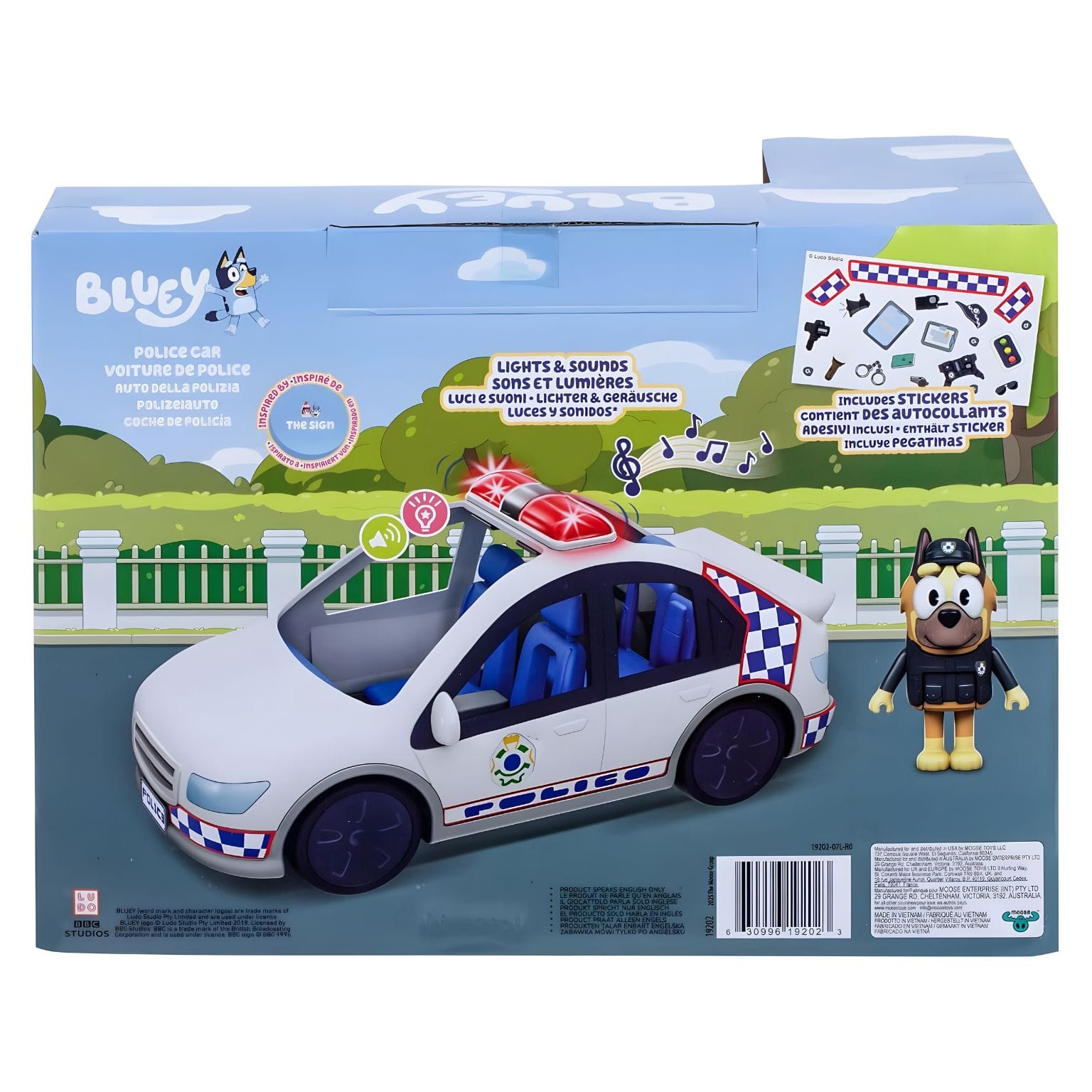 Bluey carros de brincadeira com tema de polícia