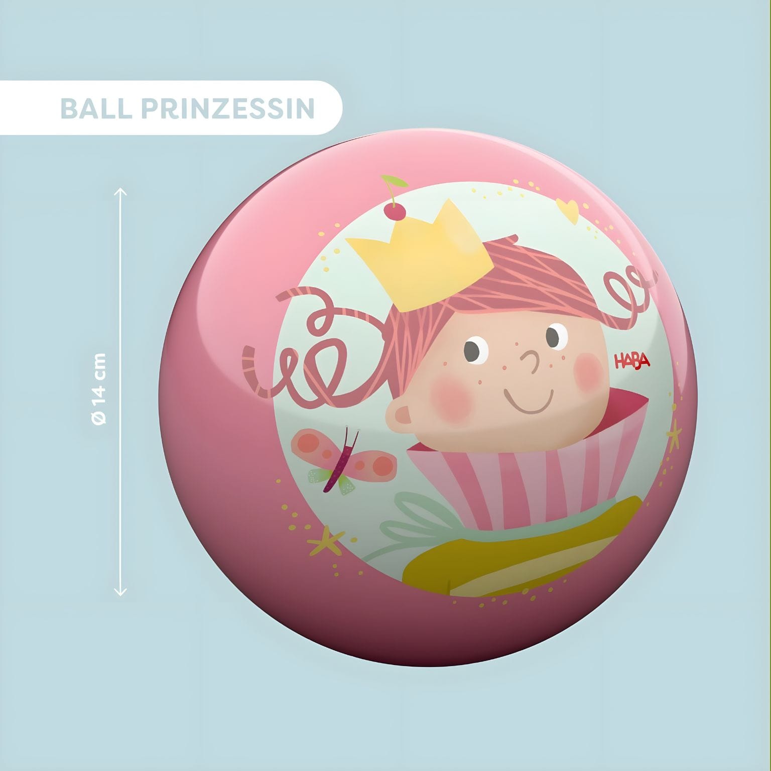 Bola de borracha A princesa e o cavalo 14 cm detalhe do design