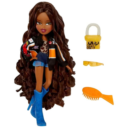 Bratz Goin Out Sasha con bolso amarillo y gafas de sol