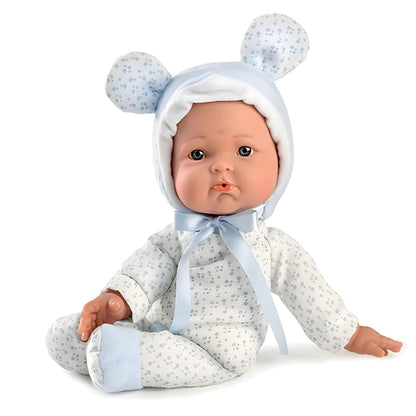 Muñeca Mimi Azul 36 cm con gorro azul claro y expresión tierna