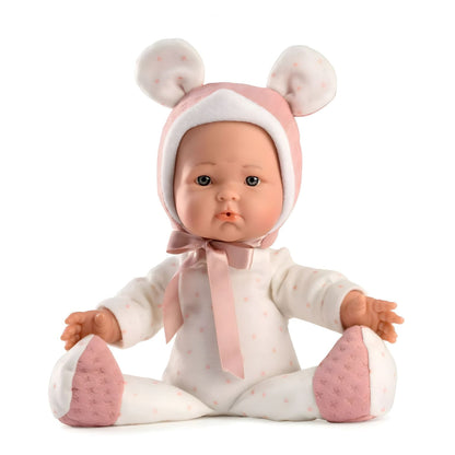 Muñeca Mimi Rosa 36 cm con gorro rosa y expresión tierna