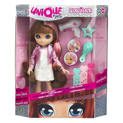 Muñeca Unique Eyes Sophia con vestido blanco y chaqueta rosa