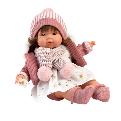 Detalle de la Muñeca Lola Llorona con chupete para juego interactivo