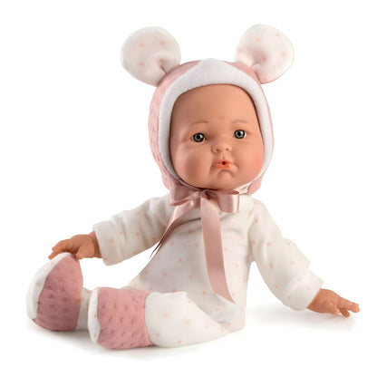 Muñeca Mimi Rosa 36 cm con gorro rosa y expresión tierna