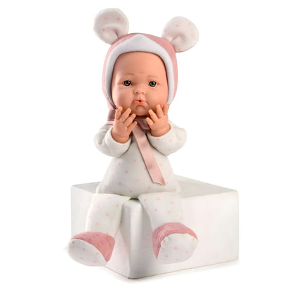 Muñeca Mimi Rosa 36 cm con gorro rosa y expresión tierna