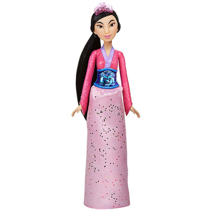 Muñeca Princesa Disney - Mulan con vestido rosa brillante y pelo negro largo