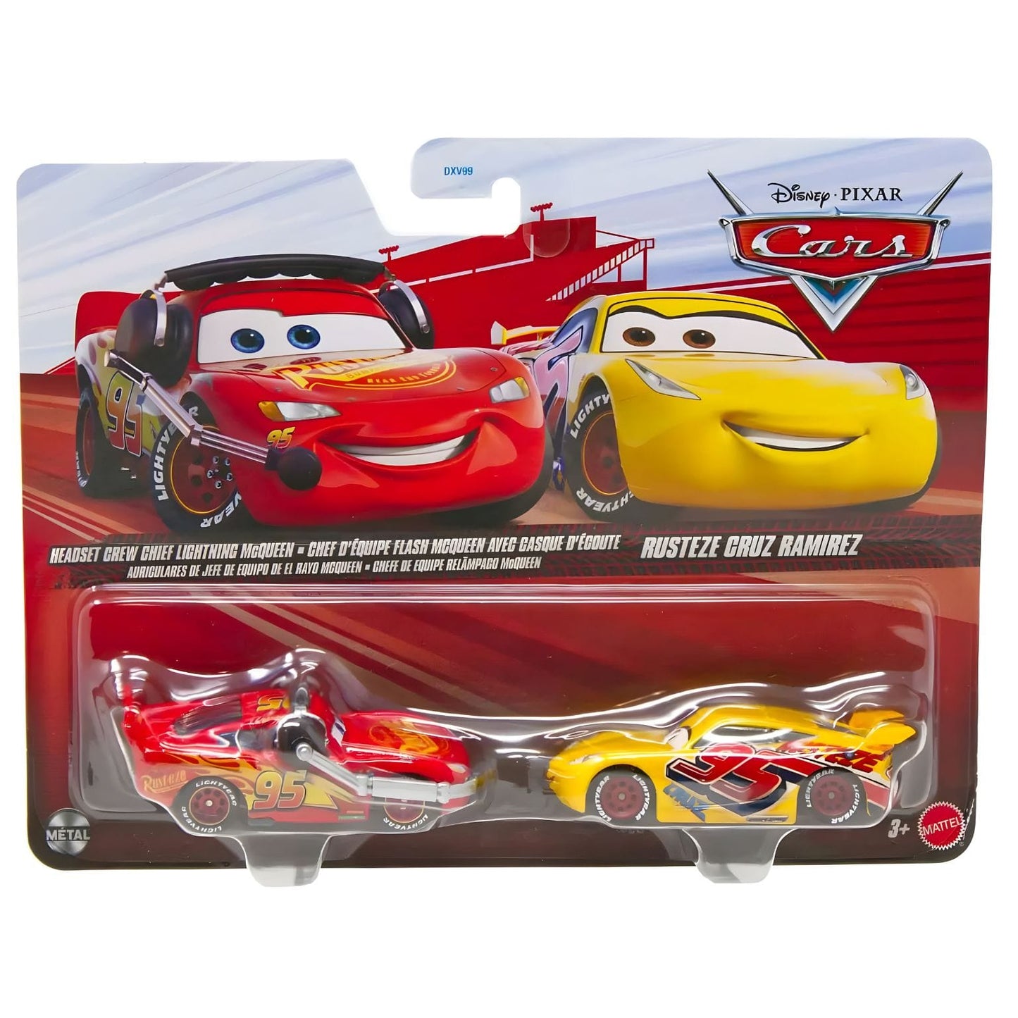 Pack Cars Disney com Headset Crew Chief Lightning McQueen e Rusteze Cruz Ramirez