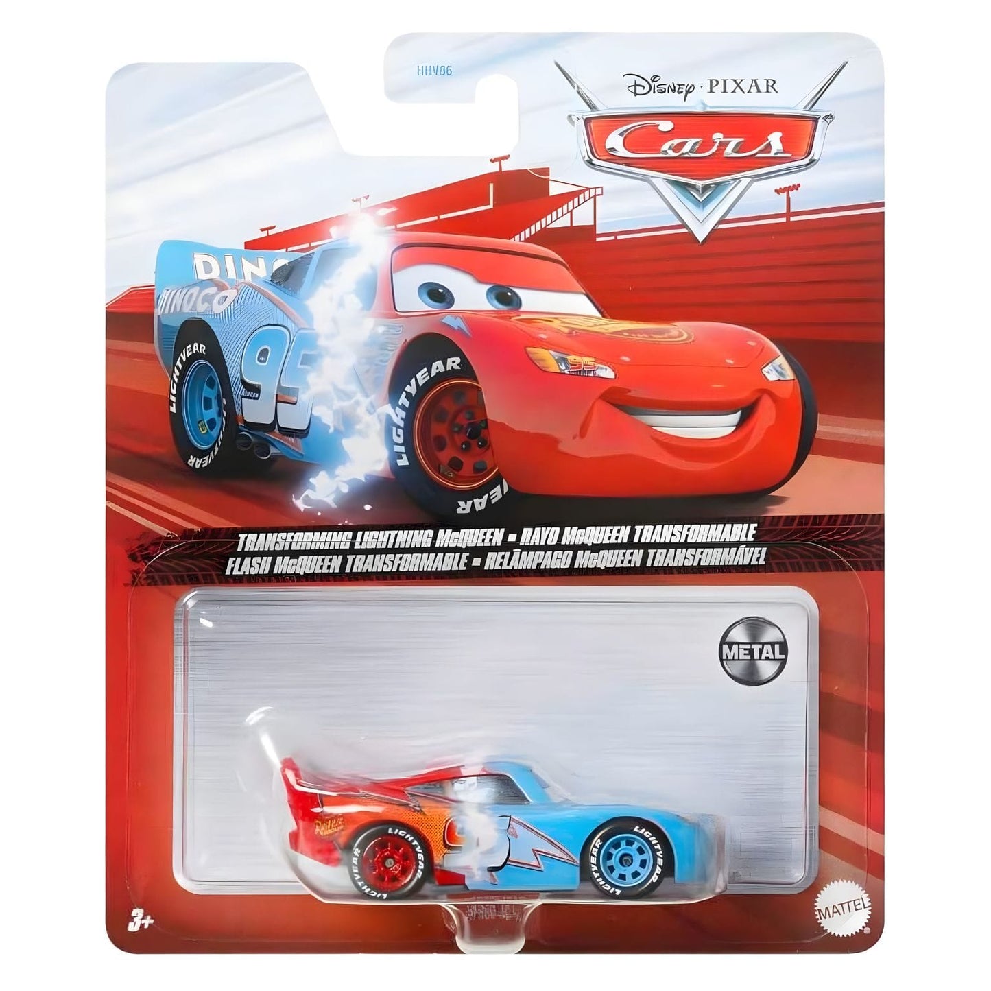 Cars Disney Transforming Lightning McQueen em embalagem