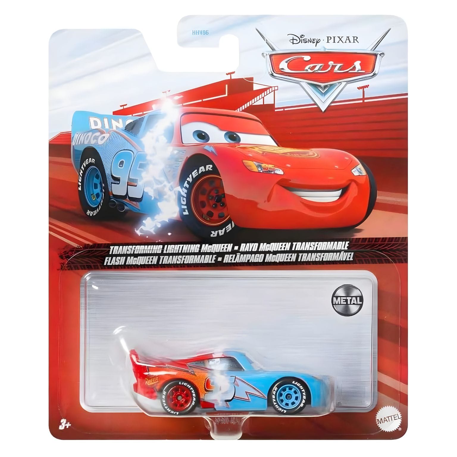 Cars Disney Transforming Lightning McQueen em embalagem