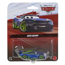 Cars Disney Chris Roamin azul e verde com número 11 e visual de corrida Disney Pixar Cars