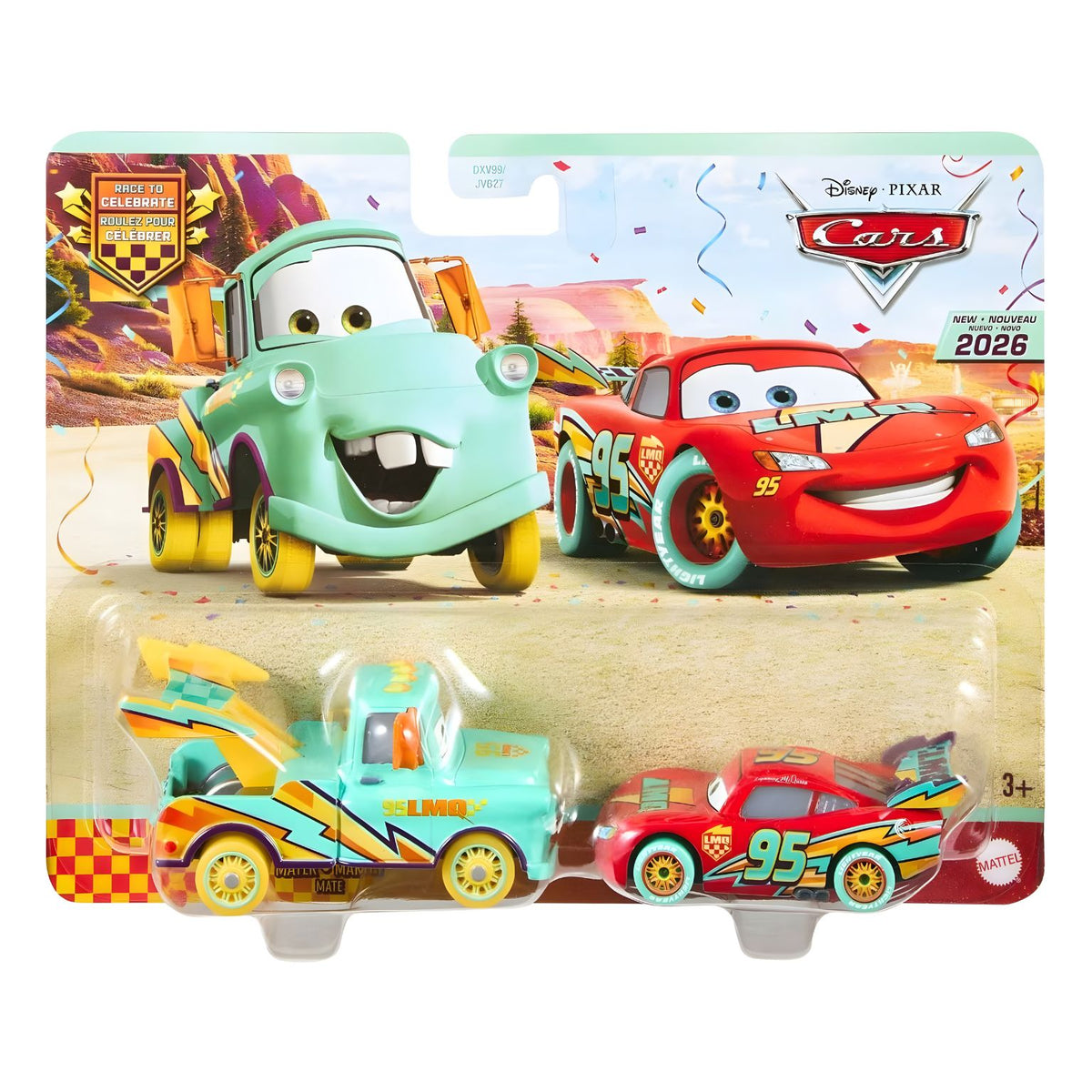 Cars Lightning McQueen e Mater em pack Disney Pixar Race to Celebrate