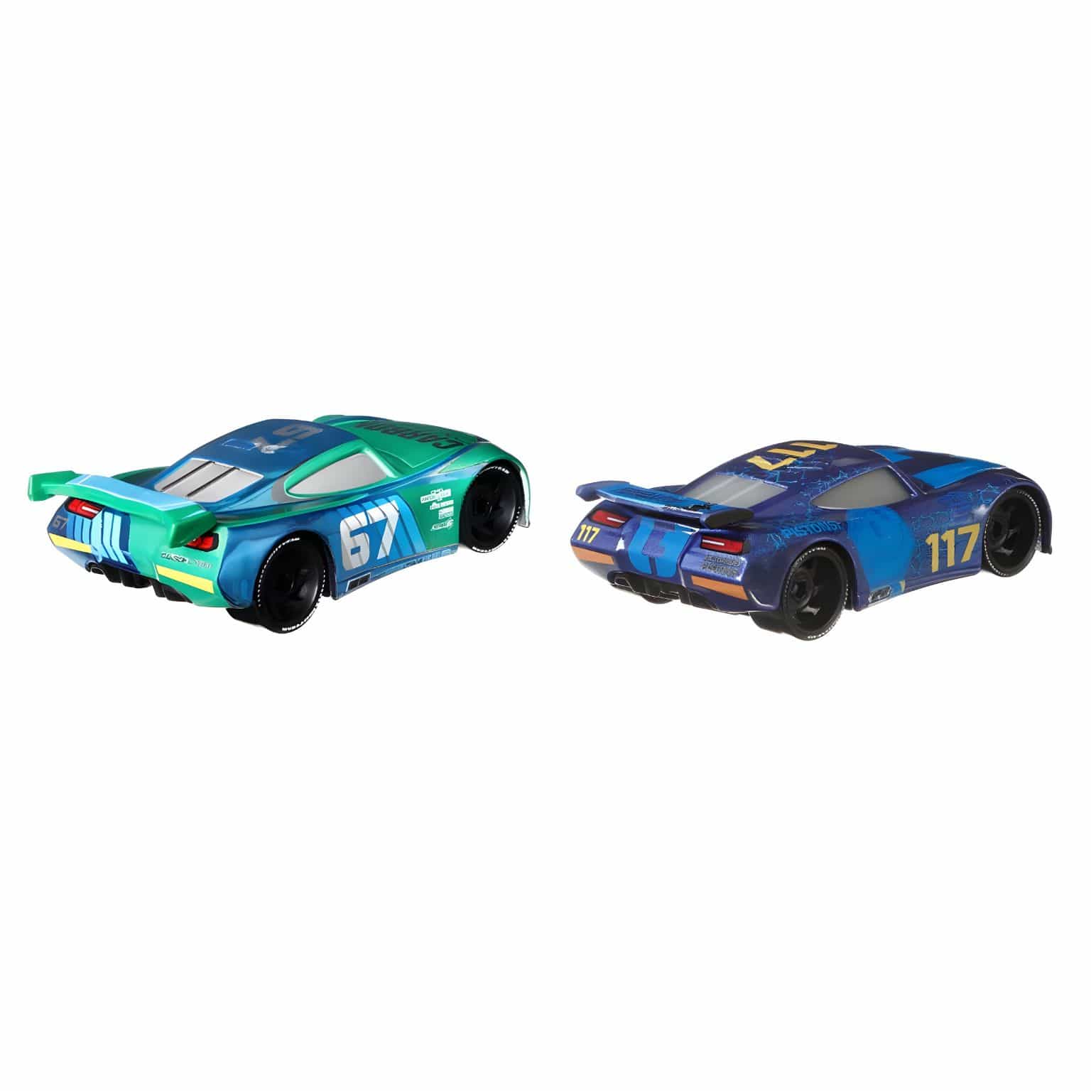 Detalhe do conjunto Cars Disney Jim Reverick e Spikey Fillups para corridas imaginativas