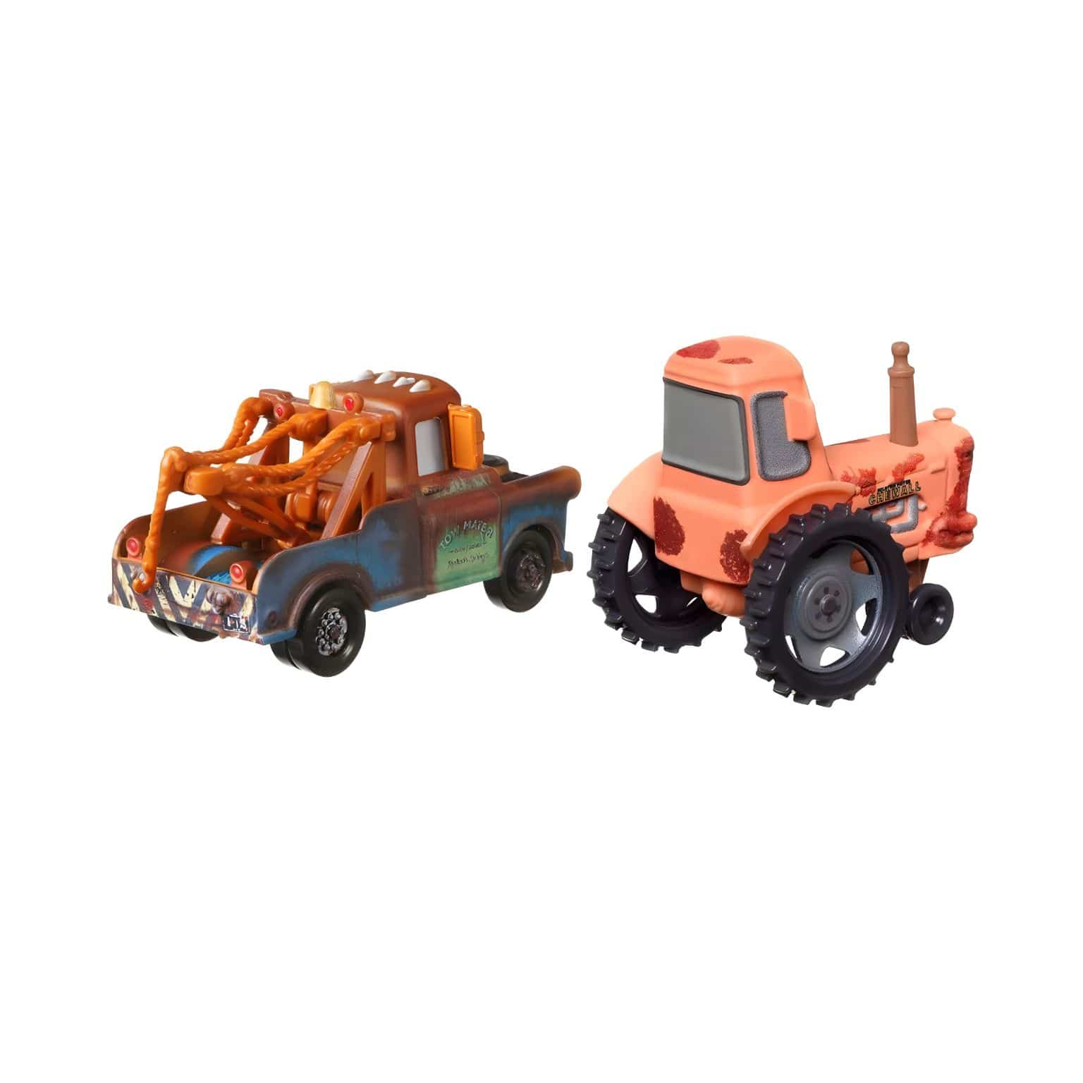 Detalhe do conjunto Cars Disney Mater e Trator para histórias divertidas