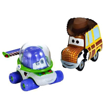 Miniaturas Disney Pixar Cars de Buzz Lightyear y Woody juntas, inspiradas en Toy Story.