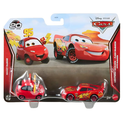 Pack de dos miniaturas Mattel Disney Pixar Cars con Maddy McGear y Rayo McQueen