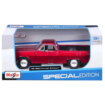 Chevrolet El Camino rojo 1965 1/24 Maisto miniatura clásica con puerta funcional