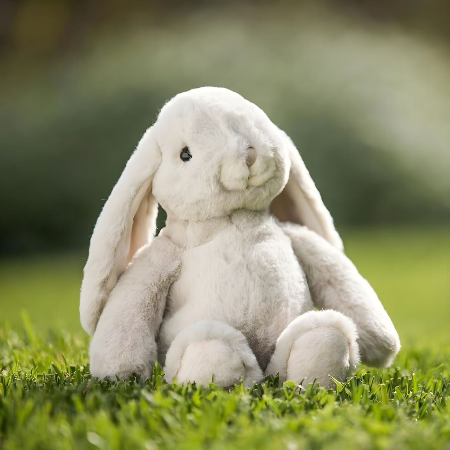 Coelho de Peluche Kanini azul pálido com orelhas compridas e expressão meiga