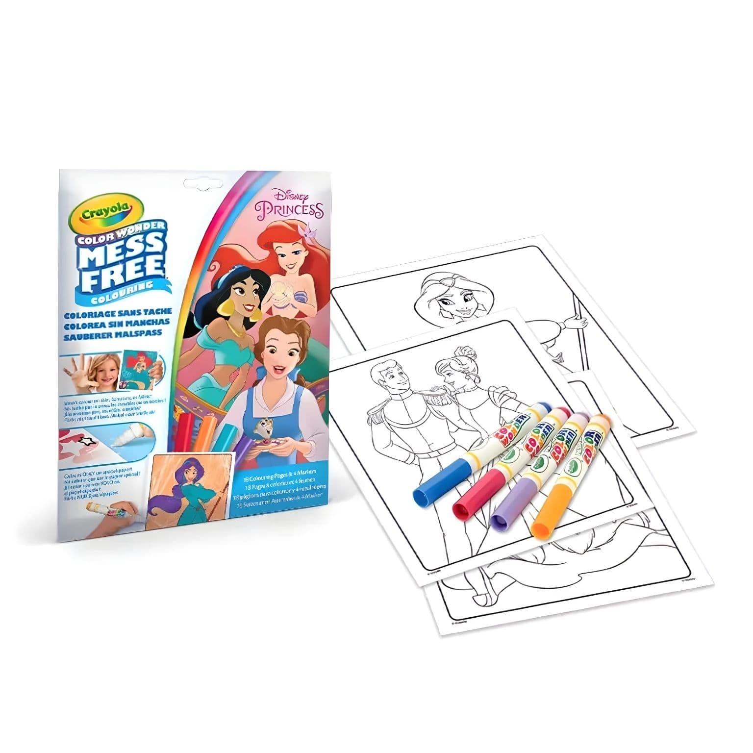 Colorir sem manchas Princesas Disney Crayola com páginas para colorir e marcadores Color Wonder