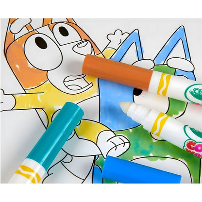 Colorear sin manchas de Bluey de Crayola con páginas para colorear y rotuladores para niños a partir de 3 años