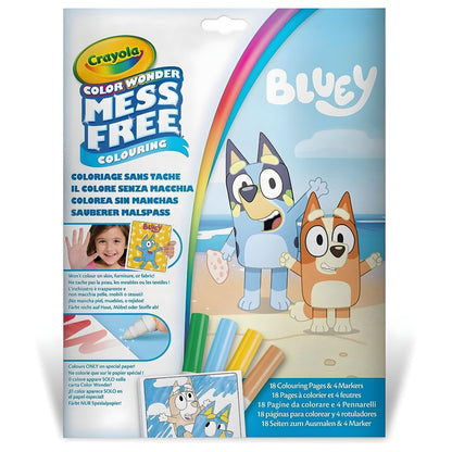 Colorear sin manchas de Bluey de Crayola con páginas para colorear y rotuladores para niños a partir de 3 años