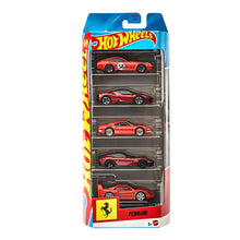 Conjunto 5 Hot Wheels Ferrari com cinco carros colecionáveis