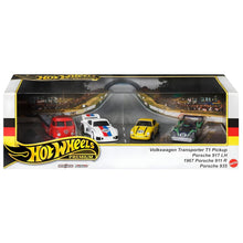 Conjunto Hot Wheels - Porsche Rennsport com carros Porsche e carrinha de assistência em embalagem premium