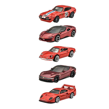 Cinco coches Hot Wheels Ferrari en set temático