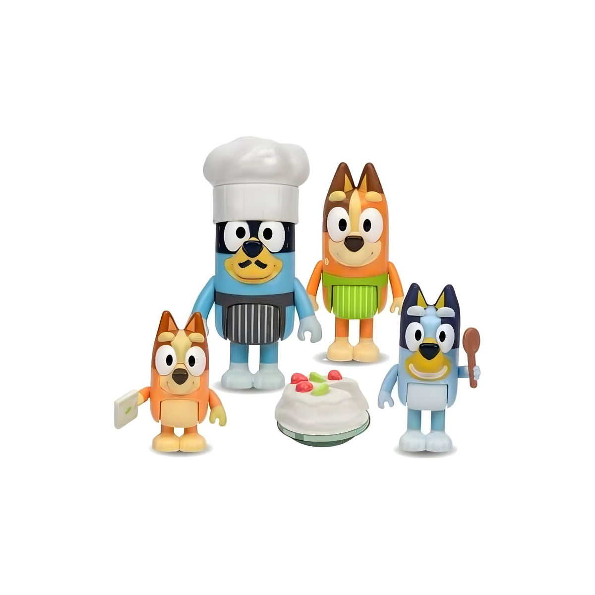 Conjunto Bluey Pavlova con la familia Heeler vestida para cocinar