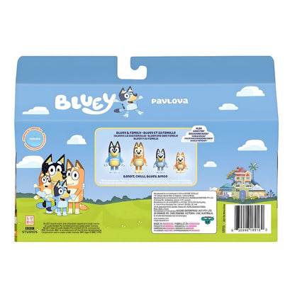 Cuatro figuras articuladas de Bluey Pavlova y accesorios de repostería