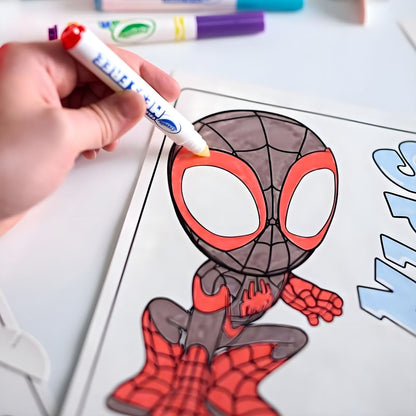 Actividad de colorear Spidey para imaginar misiones heroicas