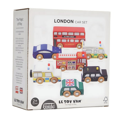 Set de Coches de madera Londres Le Toy Van vehículos ciudad autobús taxi policía ambulancia bomberos