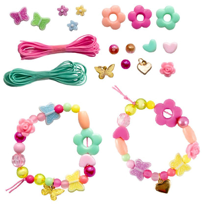 Conjunto de Cuentas Princesa Lillifee con cuentas coloridas, flores, mariposas y ejemplos de pulseras infantiles