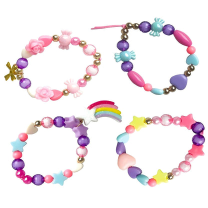 Conjunto de Perlas Princesa Lillifee con cuentas coloridas, corazones, flores, estrellas y pulseras infantiles creativas